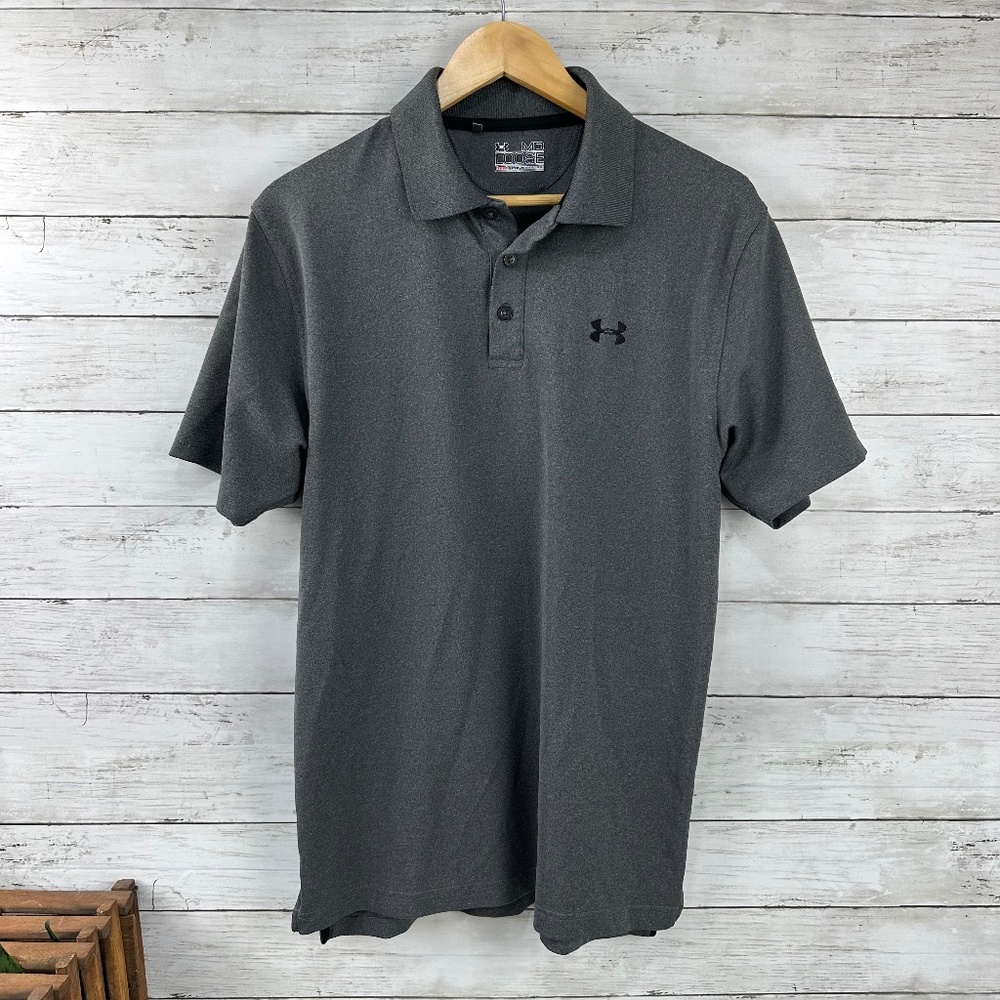 Under Armour UA Heatgear S/S Polo‎ Golf Shirt Gray Men's Medium (M)
